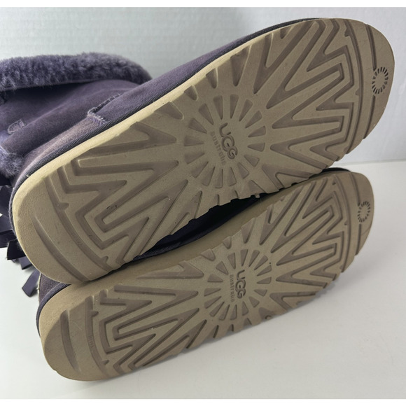 UGG Australia Bailey Bow Purple Suede Shearling Sheepskin Boots Size 10 *Flawed - Picture 12 of 13